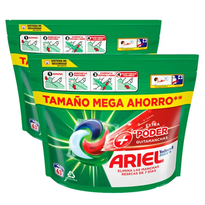 Ariel | Pack Todo En 1 Pods, Cápsulas De Detergente Líquido 63x2 Lavados - 1