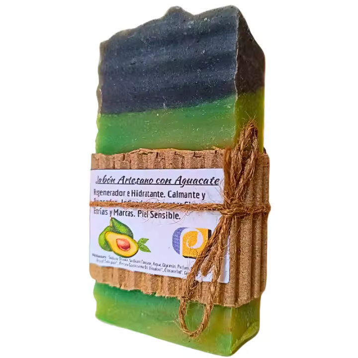 Jabón Artesanal Natural de Aguacate. Regenerador, Hidratante, Pieles con Eccemas. Hecho a mano en España. Pumarshop Cinnia Natura. - 1
