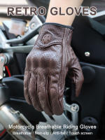 SUOMY Guantes De Motocicleta Retro Marrón De Cuero Real Para Verano Guantes De Café Racer Con Perforación Y Toque De Pantalla Para Scooter - details 0