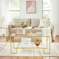 Mesa de centro de vidrio templado con almacenamiento, marco de acero, ideal para salón - details 3