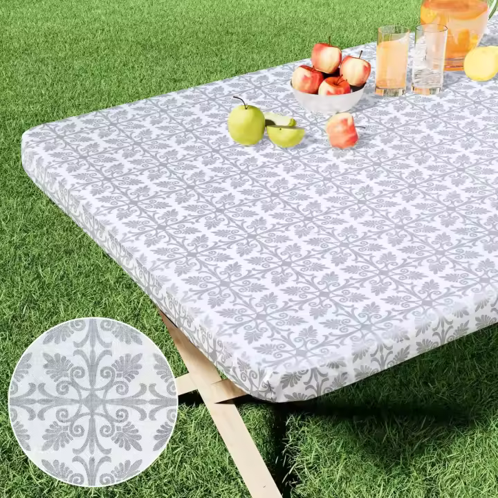 Mantel Rectangular Elástico Para Mesa De Plástico Cubierta Para Mesas Plegables Picnic Camping Exterior Resistente Al Aceite Estilo Clásico - 1