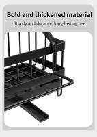 Estante De Desagüe Para Esponja Y Toalla De Cocina En Negro Soporte De Limpieza Montado En La Pared Estilo Contábanero - details 7