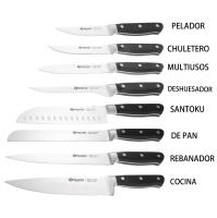 DESEOS Juego cuchillos de cocina Family | Serie cuchillos de cocina | Hoja de acero inox | Mango ergonómico de POM | Varios tipos | Cuchillo de cocina, rebanador, panero, santoku, deshuesador, multiusos, chuletero y pelador - details 4