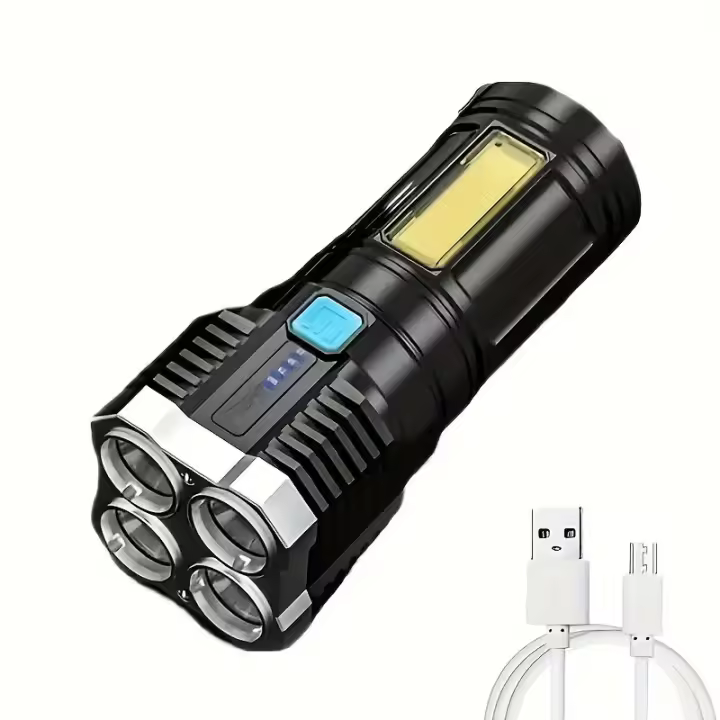 Linterna De Mano Recargable LED Alta Potencia Para Camping Con 4 Lámparas LED Y Luz Lateral COB Para Iluminación Al Aire Libre USB - 1