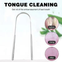 1Pcs Limpia Lengua De Acero Inoxidable U-formado Herramienta De Higiene Oral Limpieza Frescura Aliento Cepillo De Lengua - details 6