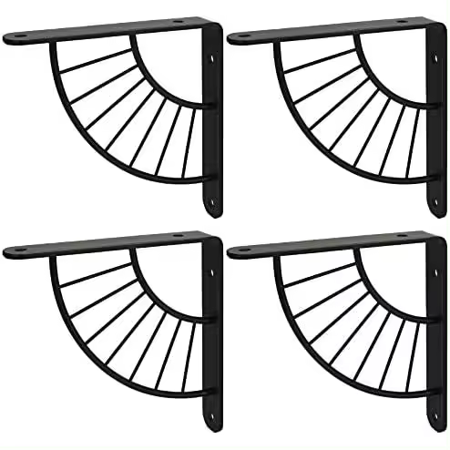 4PCS Soporte de estante de pared negro 150 × 150MM Soporte de estante de metal robusto Soporte de estante de pared Soporte de estante de pared - Carga máxima 50KG- - 1