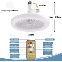 Ventilador de techo de zócalo con luz, 3 modos de velocidad Ventilador de techo LED cerrado con control remoto y ajustes de brillo para oficinas en el hogar - details 1