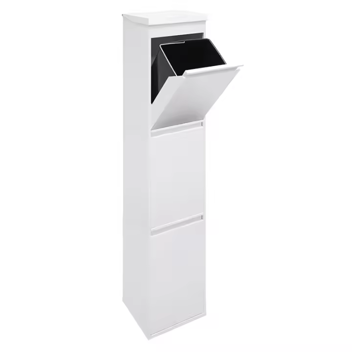 ARREGUI Top Cubo de Basura y Reciclaje de Acero de 3 Compartimentos con Bandeja Superior | Cubos de Basura de Cocina | Contenedores de Reciclaje para Casa u Oficina | 3x17L (51L) - 1