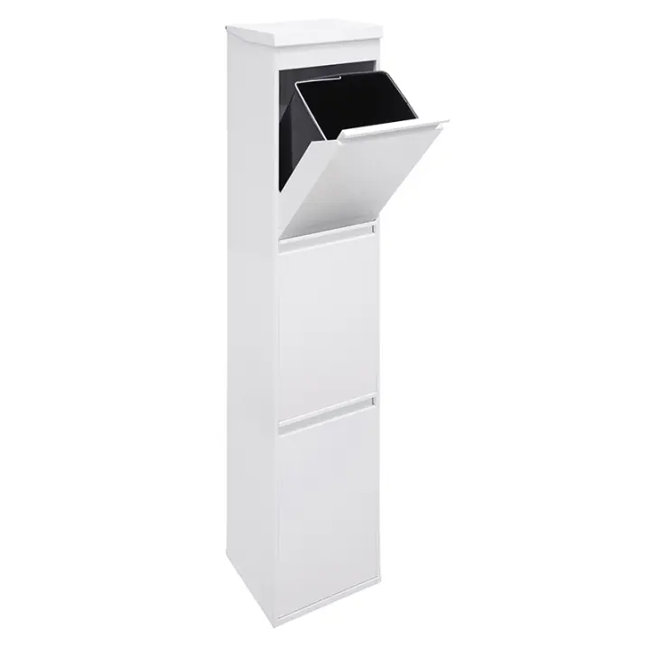 ARREGUI Top Cubo de Basura y Reciclaje de Acero de 3 Compartimentos con Bandeja Superior | Cubos de Basura de Cocina | Contenedores de Reciclaje para Casa u Oficina | 3x17L (51L) - 1