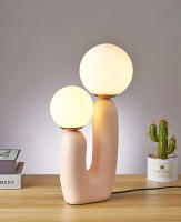 Lámpara De Mesa Creativa Con Resina De Arte Doble Final En Blanco Rosa Verde Para Decoración De Sala De Estar Y Dormitorio Fuente De Luz LED Incluida Fuente De Alimentación AC - details 10