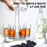 Dispensador De Vidrio Para 6 Copas De Licor Con Tapa Y Portajugos Para Cocteles Fiesta De Vino Y Bebidas Eco-amigable - details 2