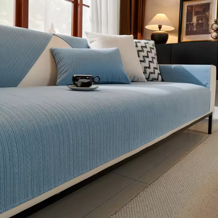 Cojín De Sofá De Color Sólido Moda Simple No Esmerilado Antideslizante Lavable Máquina Cubierta Anti-Gato Rasguños Tela De Toalla - 1