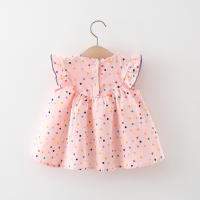 Vestido De Bebé De Algodón Con Bordado De Flor Y Estampado De Puntos Colores Variados Vestido Cómodo Para Niñas Estilo Casual Verano - details 4