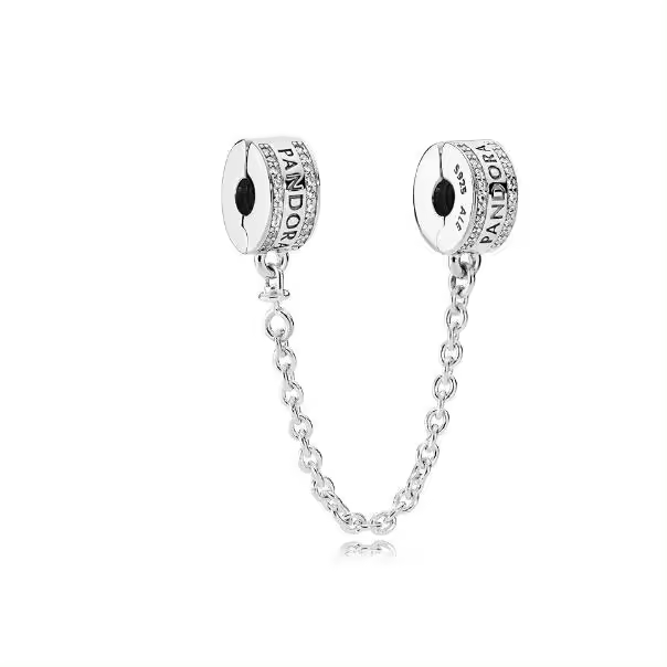 PANDORA Signature Cadenas de seguridad-Plata de ley，Viene con un embalaje de caja de regalo completo. - 1