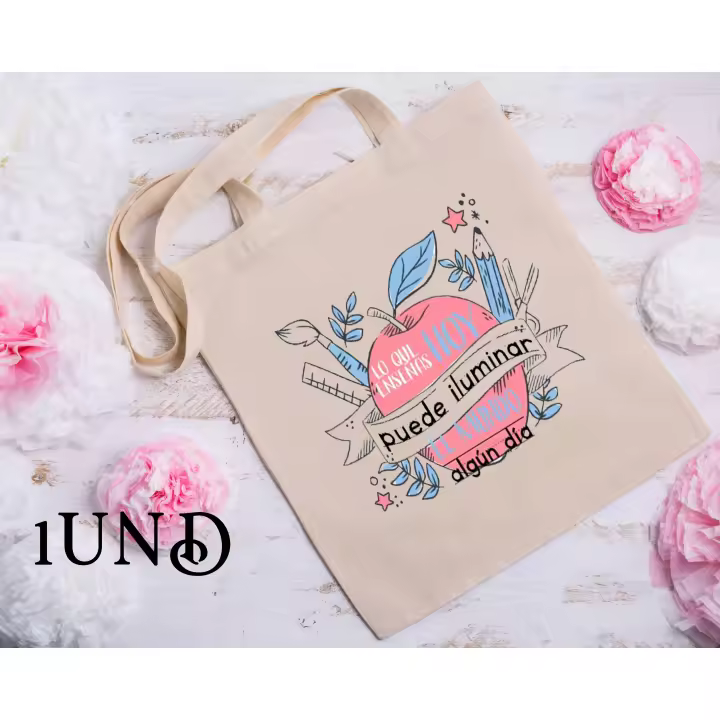 STAMINA - Bolsa Tote Regalo para Profesores - Diseño Bonito - Medidas 42cm/38cm - Algodón/poliéster - 1