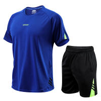 Conjunto Deportivo De Verano Para Hombres Moda Transpirable Secado Rápido Color Sólido Estilo Casual Cuello Redondo Grande - details 3
