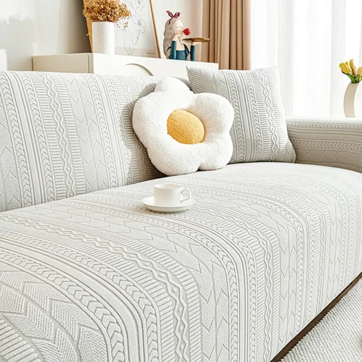 Elasticas Funda Sofa 1 2 3 4 5 Plazas, Fundas de Sofa con Reposabrazos, Terciopelo Jacquard Espesado Funda Sofá Anti Gatos Perros y Mascotas, Moderna Cubre Sofa Antimanchas Lavable ( Color : Light Gra - 1