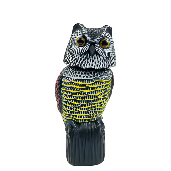 AYA MARKT Búho Espantapájaros, Búho Ahuyentador Eólico, Búho Espanta Palomas Realista, Gira la Cabeza 360º,No Necesita Pilas,para Jardín,Campo,Balcón - 1
