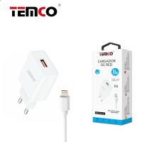 TEMCO Cargador Carga Rapida de Movil para Casa con Cable Tipo C 1m, Cargador USB con Cable opcional CARGADORES DE RED 18W + 1M CABLE TYPE C o Lightning 5V 3A 18W Cargador para Xiaomi Redmi, Huawei, Samsung, Oppo, Oneplus - details 1