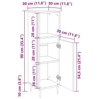 vidaXL Armario de baño madera contrachapada gris hormigón 30x30x100 cm - details 6