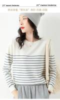 Suéter De Punto Para Mujer 2025 Estilo Oficina Lady Con Rayas Cuello Redondo Manga Larga Suéter Caliente Y Suave Para Todas Las Estaciones - details 7