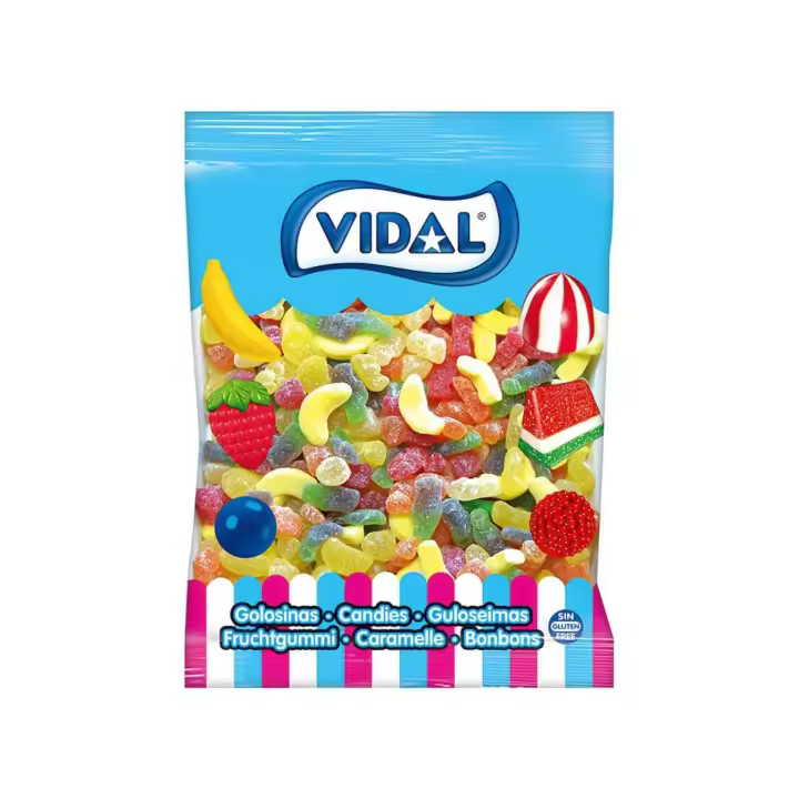 Gominolas Vidal Cocktail Mix bolsa 1 Kg - Mix de golosinas con los sabores más populares de Vidal, plátano, piña, fresa, naranja, cola, cereza... Si no sabes cual elegir, por qué elegir pudiendo tenerlas todas - Sin Gluten y sin Grasa - 1