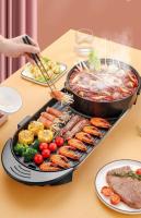 Olla de barbacoa eléctrica, olla integrada multifunción, sin humo, asador, Parrilla Eléctrica, electrodomésticos de cocina.sartén eléctrica 2 en 1 para barbacoa, olla caliente portátil sin humo, Material duradero, calentamiento rápido, 00JN609 - details 4