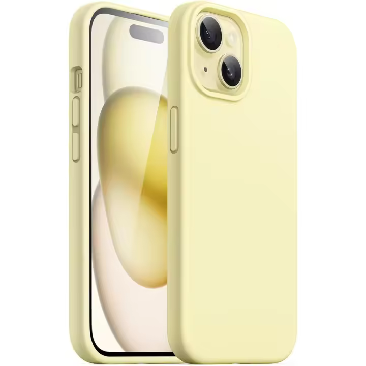 Funda de silicona para iPhone 15 DE 6,1 pulgadas, Funda Protector de cuerpo complete with tacto y sedoso, cubierta a prueba de Golpes (Amarilla) - 1