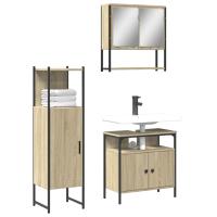 vidaXL Set de muebles de baño 3 pzas madera contrachapada en color Gris sonoma/Roble Sonoma/Roble ahumado y más | almacenamiento funcional diseño moderno para baño dormitorio sala - details 1