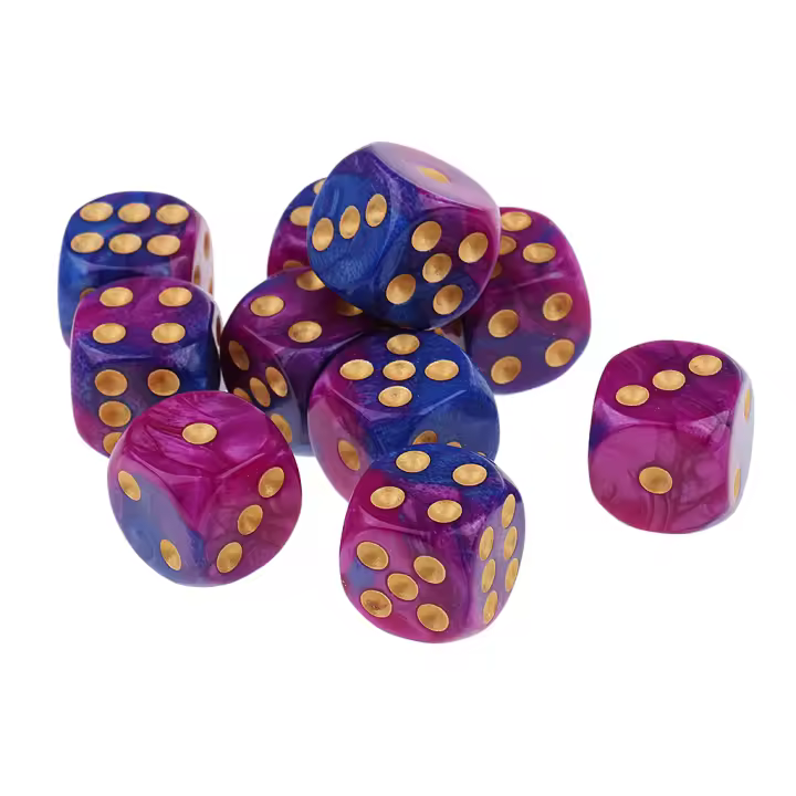 10x Dados De Mesa Para Juegos D6 Seis Cara 16mm Acrílico Dados De Cartas Juego Tablero Marcado Doble Color - 1