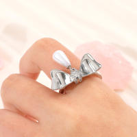 Encanto Anillo de aleación con forma de lazo y perlas de imitación para mujer,
anillos grandes elegantes de cristal para fiesta de boda, joyería Simple de moda, regalo para niñas - details 5