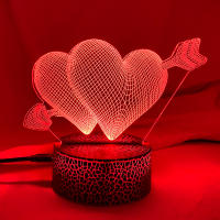 Lámpara De Noche 3D Con Corazones Y Interruptor Táctil LED Para Decoración De Hogar Luz Atmosférica Colorida Para Mesa Lámpara De Borde - details 11