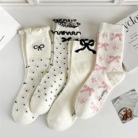 Nuevas Llegadas 2025 Calcetines De Baile Lolita Para Mujer Polka Dot 3D Con Encaje Y Volantes Transpirables 1/4 Pares Algodón Polyester Spandex - details 1