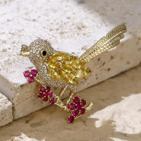 Broche De Flor Dorada Con Zirconia Joyería De Novia Lujo Accesorios Para Mujer Regalos Para Damas De Honor Adornos Elegantes Para Bodas - details 11