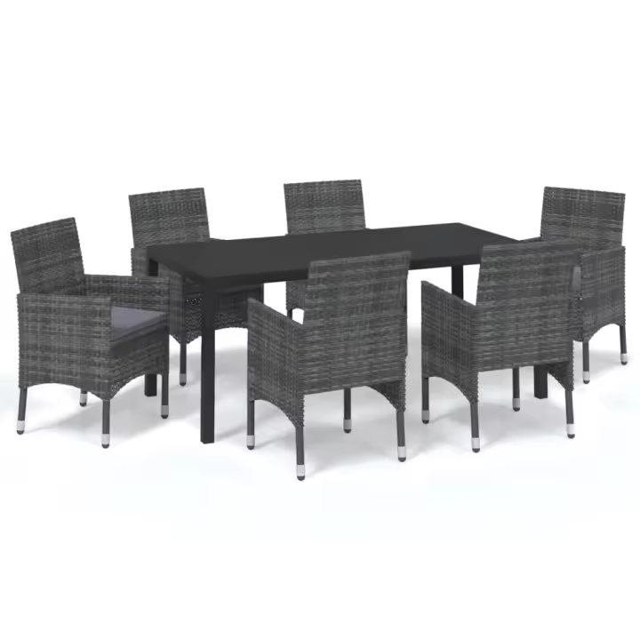 vidaXL Juego muebles jardín 7 pzas con cojines ratán sintético gris - 1