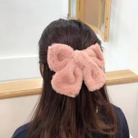 Juego De Clip Para El Cabello De Peluche Lindo Con Lazo De Tela Accesorios Para El Cabello De Color Sólido Para Uso Diario - details 2