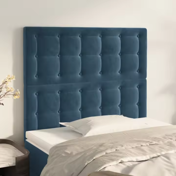 vidaXL Cabeceros 2 unidades de terciopelo azul oscuro 100x5x78/88 cm - 1