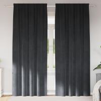Cortinas Opacas vidaXL con Cinta Superior 2 pcs de Terciopelo Gris Claro - details 0