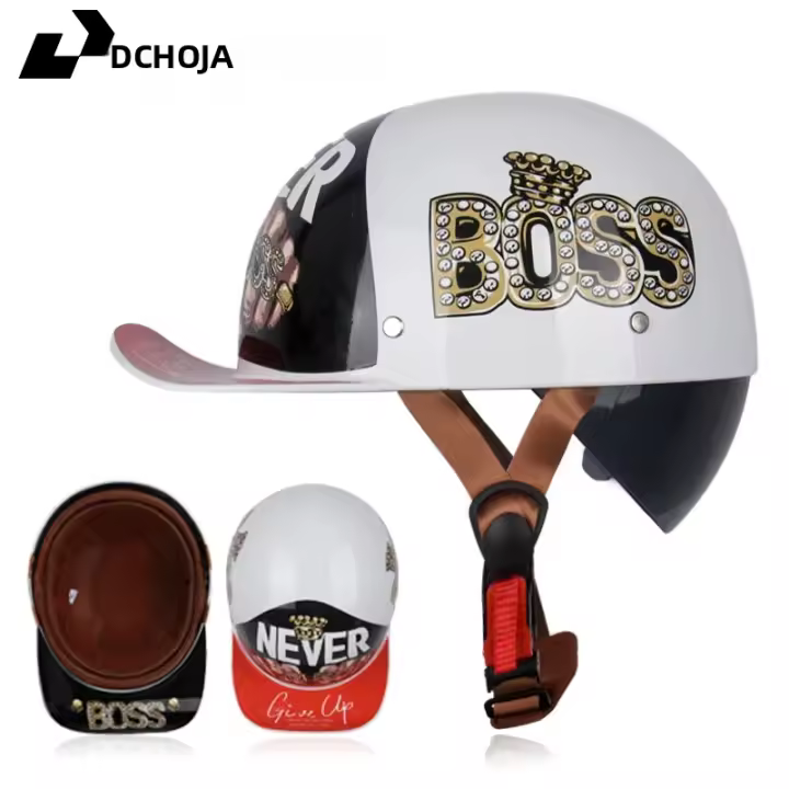 Gorro De Béisbol Casco De Motocicleta Vintage Para Adultos Y Mujeres Mitad De Casco Para Scooter Moped Cruzer Estilo Gángster Verano - 1