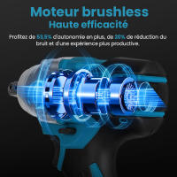 Llave de impacto eléctrica 380N.m, destornillador sin escobillas, 1/2 pulgadas, Compatible con batería Makita de 18V, herramientas eléctricas， - details 2