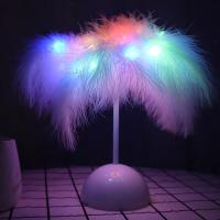 Lámpara De Mesa LED Cálida Pequeña Luz Nocturna Decorativa Para Habitación De Niña Y Novia Lámpara De Lectura Al Lado Del Cama Estilo Nórdico Romántico Con Plumas - details 3