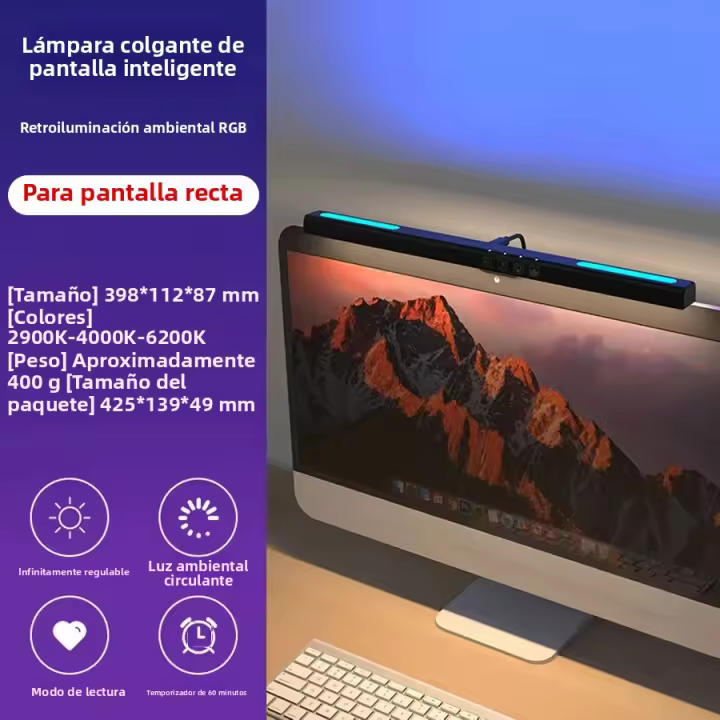 Lámpara De Pared LED Para Monitor Curvo RGB Iluminación Atmosférica Para Decoración De Habitación De Juego Soporte Sin Escala Para Iluminación De Escritorio - 1