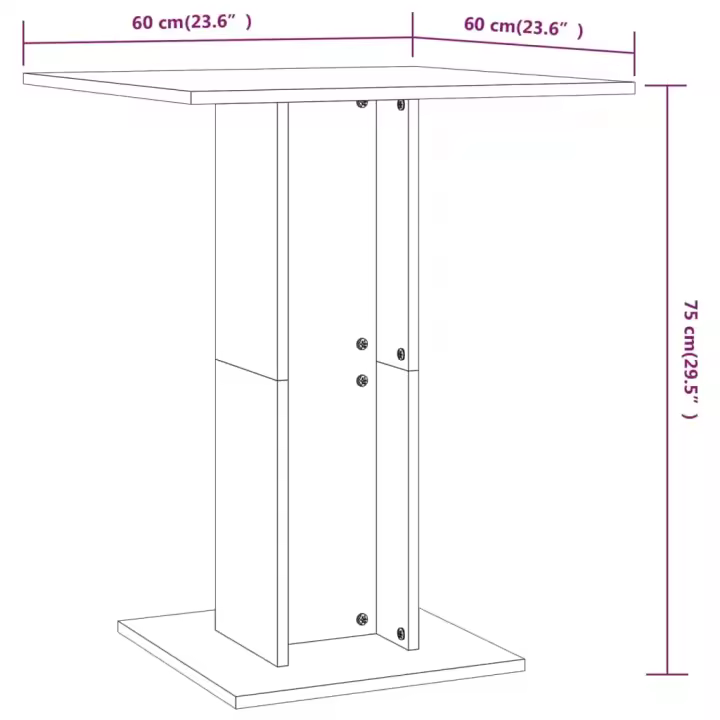 vidaXL Mesa de bistró de madera contrachapada blanco 60x60x75 cm - 1