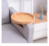 Tableta De Sofá En Madera Natural Clip-On Para Apoyar Bebidas Y Snacks Accesorio Práctico Para El Salón Compatible Con Control Remoto - details 9
