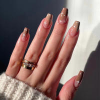 Juego De Uñas Postizas En Forma De Álamo 24Pcs Set Blanco Nublado Y Estelar Acrílicas Artísticas Para Mujeres Estilo Ins - details 3