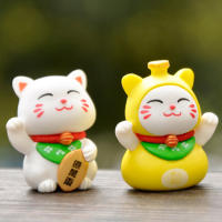 6pcs Estatua De Gato Chino Mini Decoración De Escritorio Para Dormitorio Y Sala De Estar Adorno De Hogar Material PVC - details 8