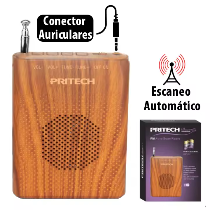 Radio de Bolsillo, Radio Portátil con Altavoz, Sintonizador Automático, Conector Jack para Auriculares, Funciona con Pilas AAA, Medidas 12x8x2cm - 1