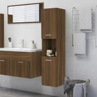 vidaXL Armario de baño madera contrachapada 30x30x130 cm en color Blanco/Marrón roble/Negro y más | almacenamiento funcional diseño moderno para baño dormitorio sala - details 1