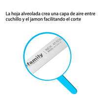 DESEOS POM Cuchillo Jamonero Alveolado Profesional | 40.5 cm | Acero inoxidable | Mango ergonómico de POM | Punta redonda - details 0