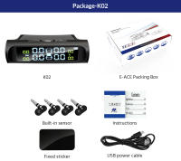 Sistema De Alarma De Presión De Neumáticos E-ACE Solar Con Monitor De Temperatura Y Presión Para Coche Seguridad Automática - details 24